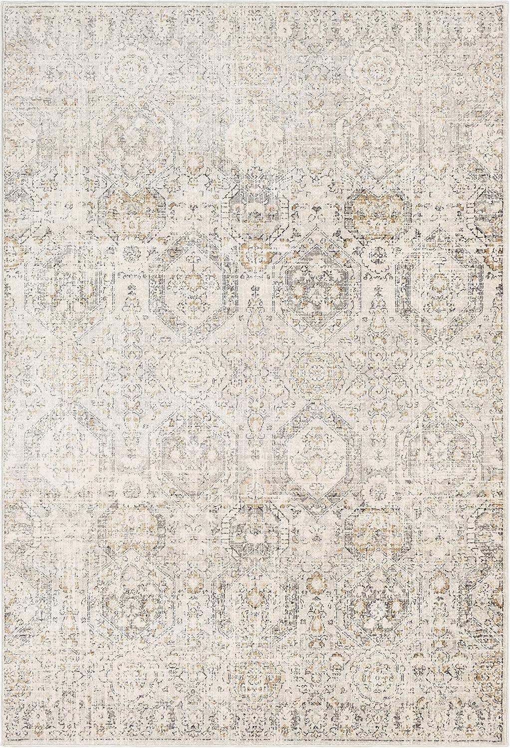 Elegance Beige Rectangular Synthetic Easy-Care Area Rug