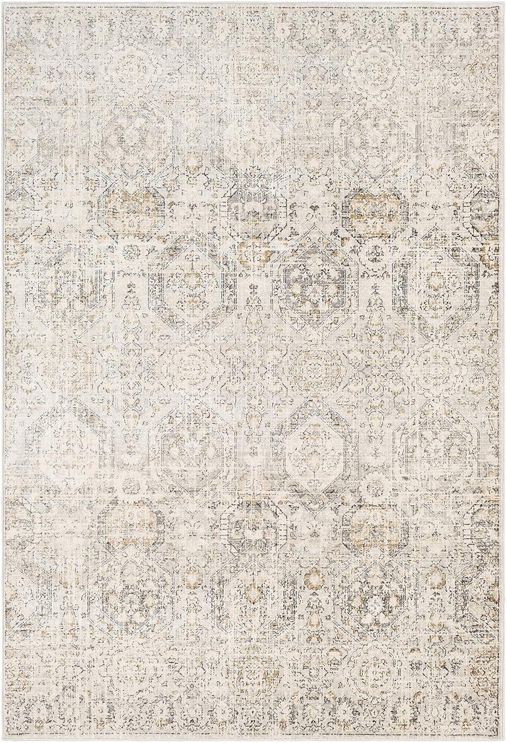 Elegance Beige Rectangular Synthetic Easy-Care Area Rug