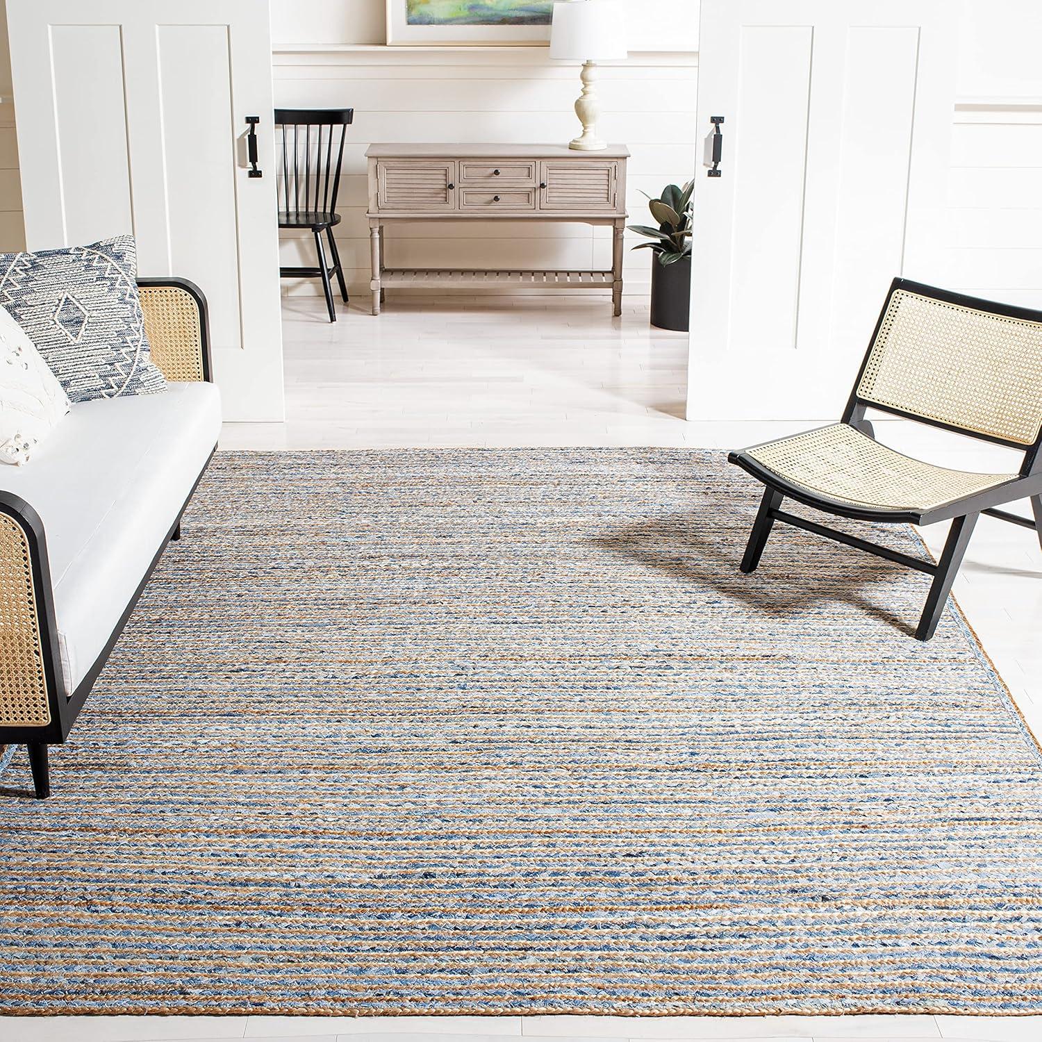 Cape Cod CAP250 Hand Woven Area Rug - Natural/Blue - 6'x6' - Safavieh.