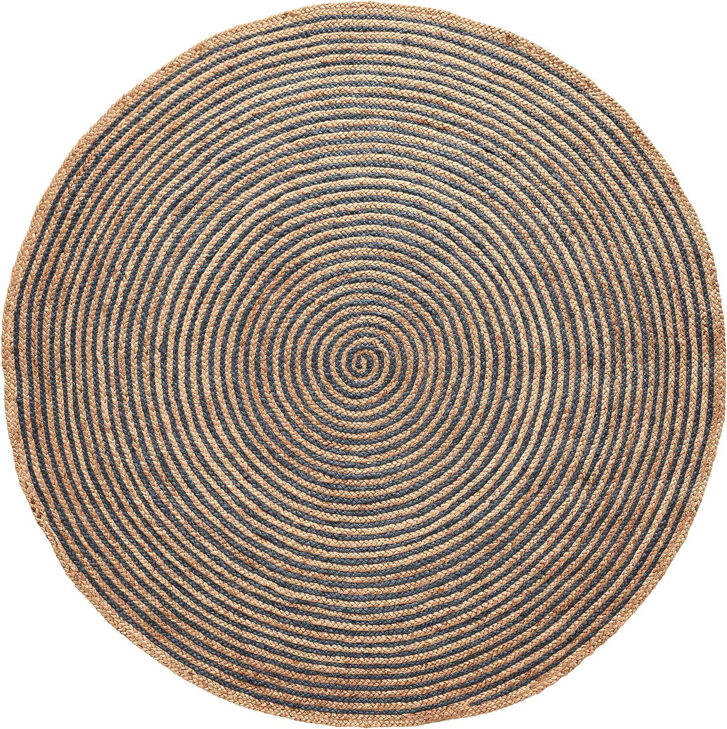 Lenexa Navy Blue Handwoven Jute 8' Round Area Rug