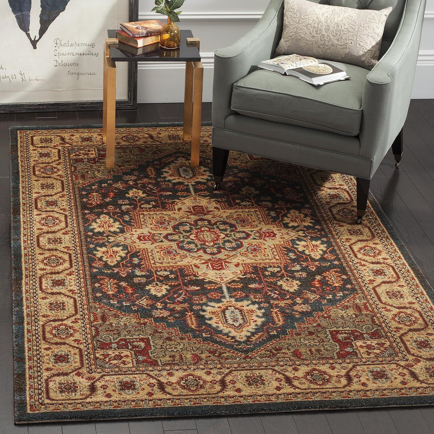 Mahal MAH656 Power Loomed Area Rug - Navy/Natural - 5'1"x7'7" - Safavieh.