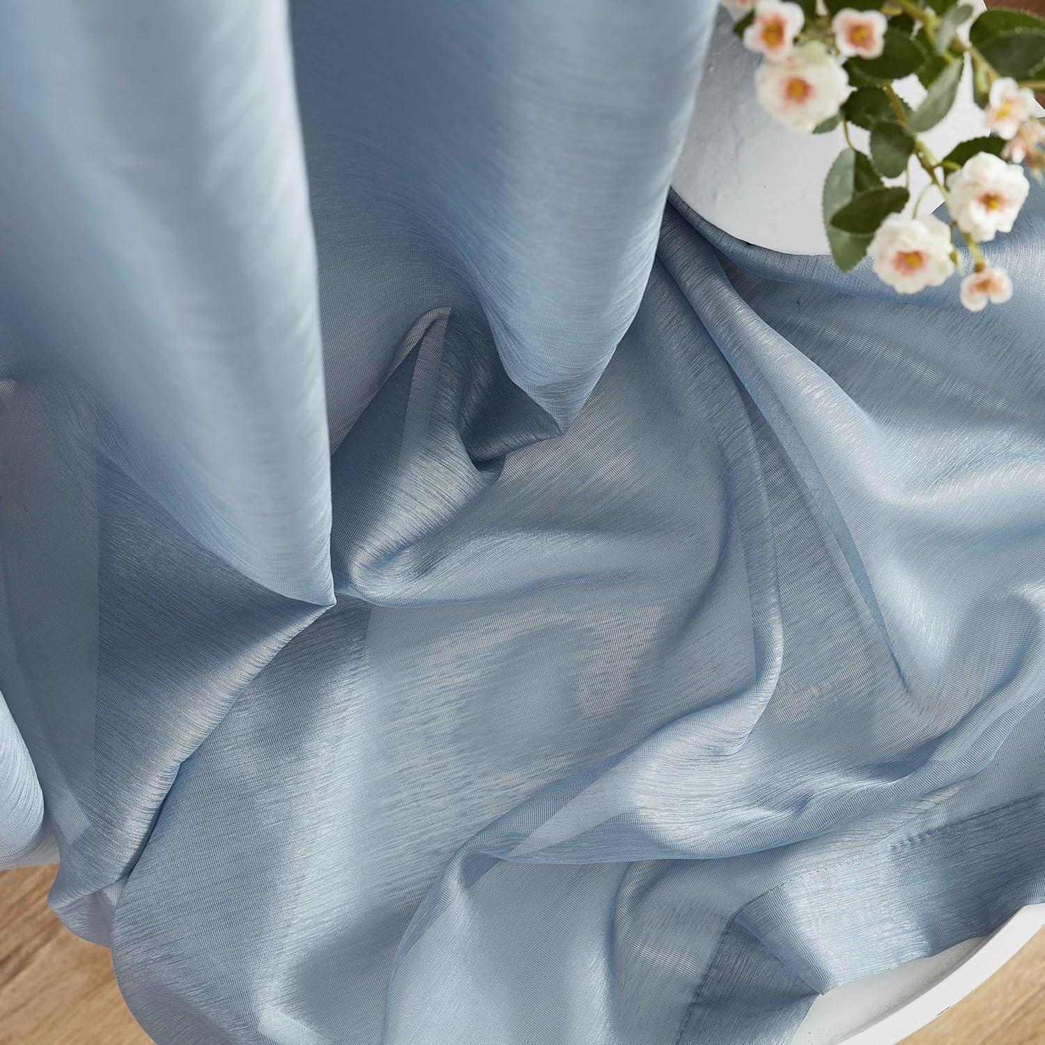 Dusty Blue Sheer Polyester Grommet Window Curtains 54" x 72"