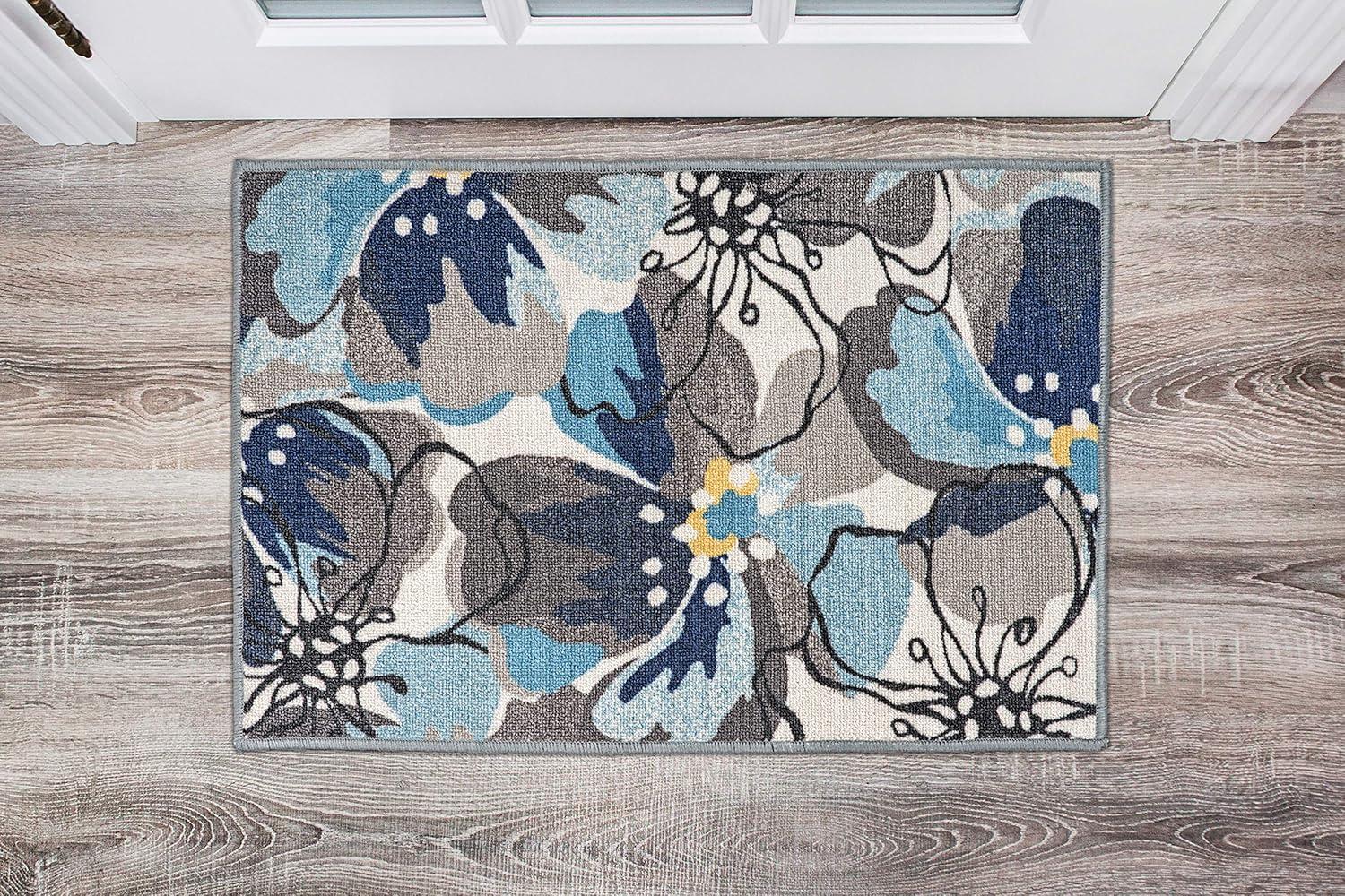 World Rug Gallery Modern Floral Non-Slip (Non-skid) Indoor Area Rug - Gray 20" x 30"