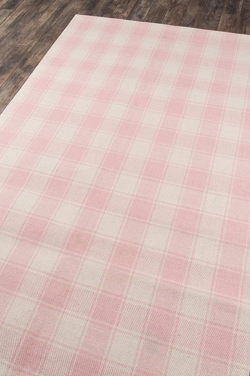 Marlborough Plaid Handmade Flatweave Wool Pink/Ivory Area Rug