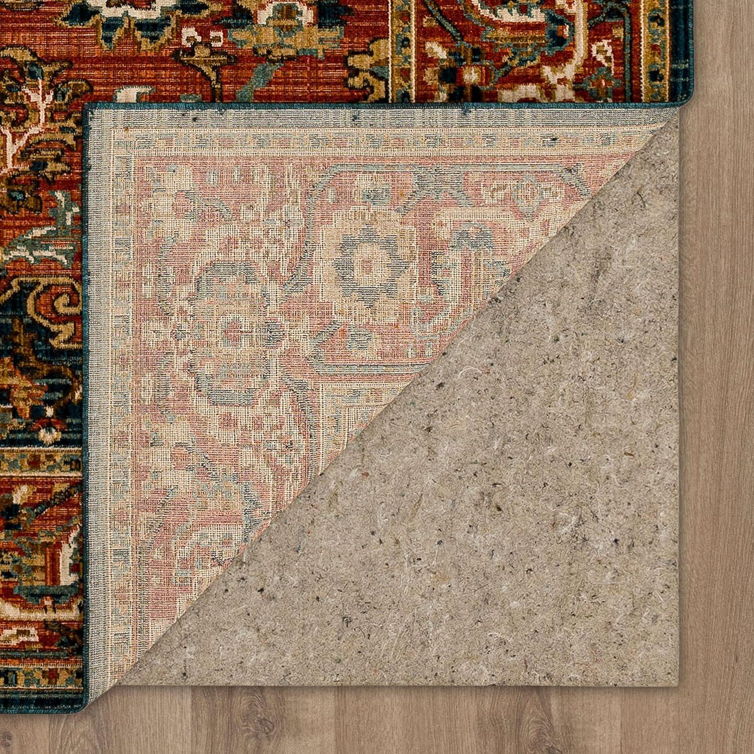 Bilpass Red and Beige Synthetic Medallion 4' x 6' Area Rug