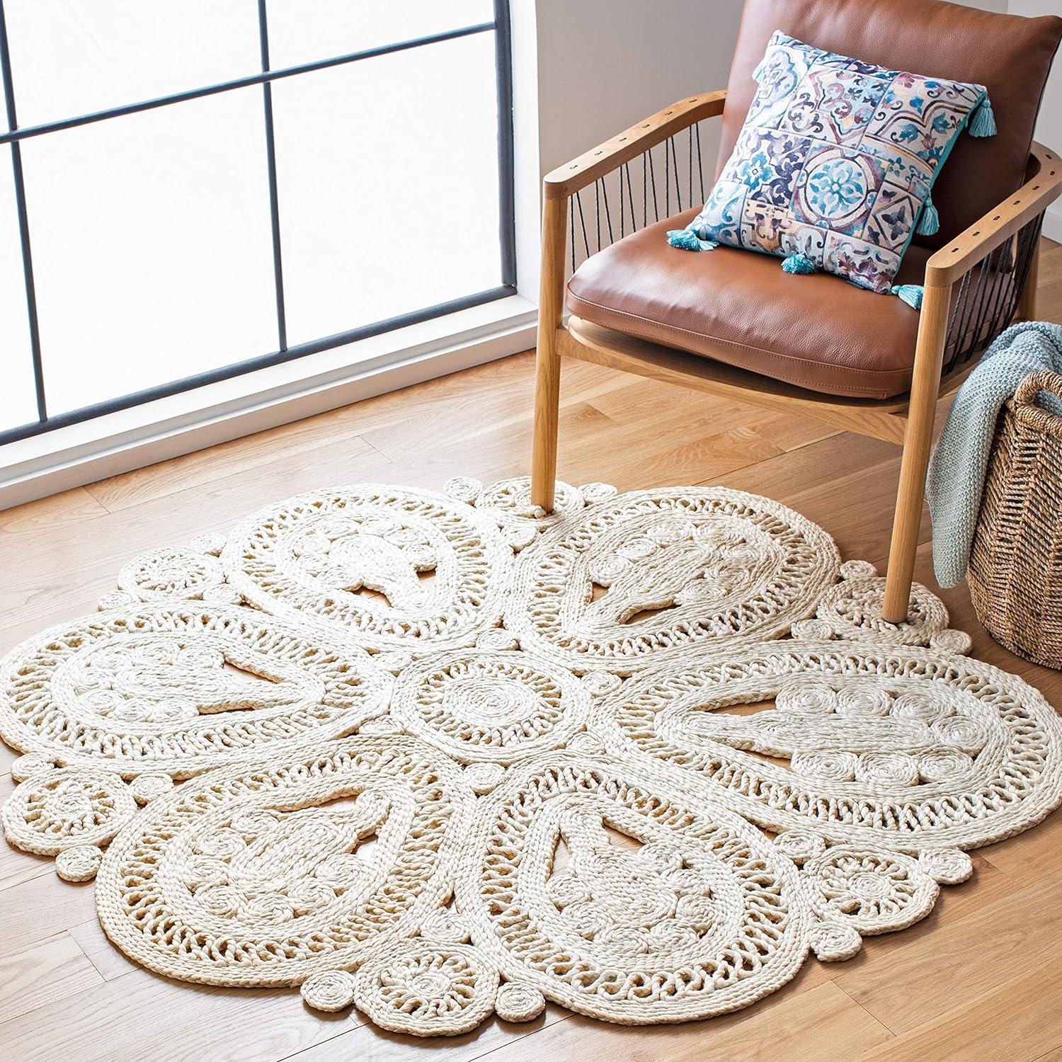 Natural Fiber NF360 Hand Woven Indoor Area Rug - Ivory - 4' Round - Safavieh
