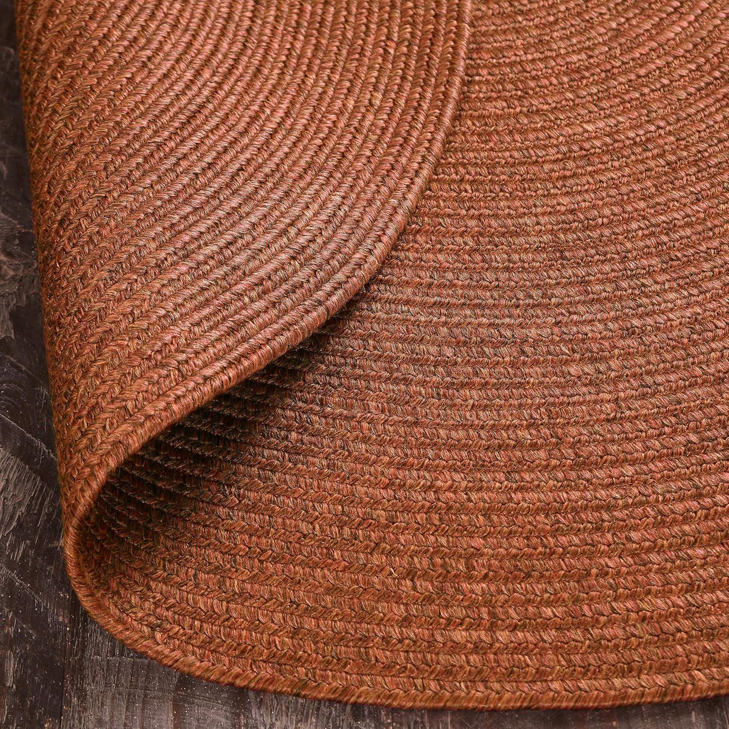 Braided Brick 2 ft. x 8 ft. Solid Indoor/Outdoor Oval Area Rug