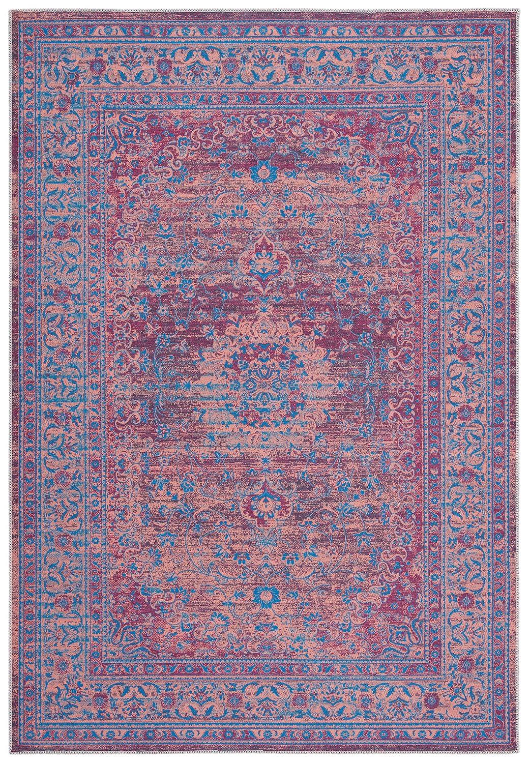 Serapi SEP550 Power Loomed Machine Washable Skid-Resistant Indoor Accent Rug - Gold/Blue - 4'x6' - Safavieh