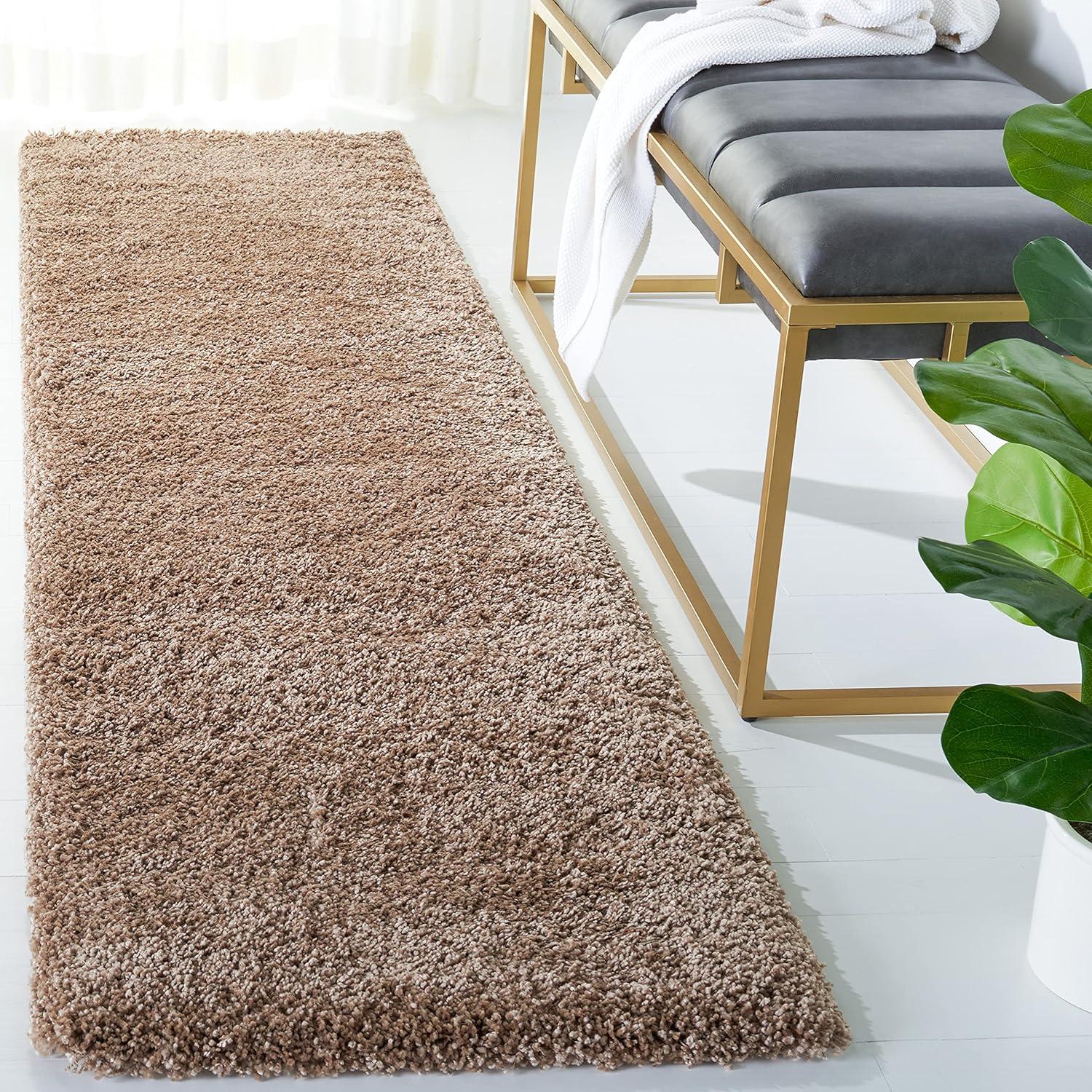 Milan Shag SG180 Power Loomed Indoor Runner Rug - Dark Beig - 2'x6' - Safavieh