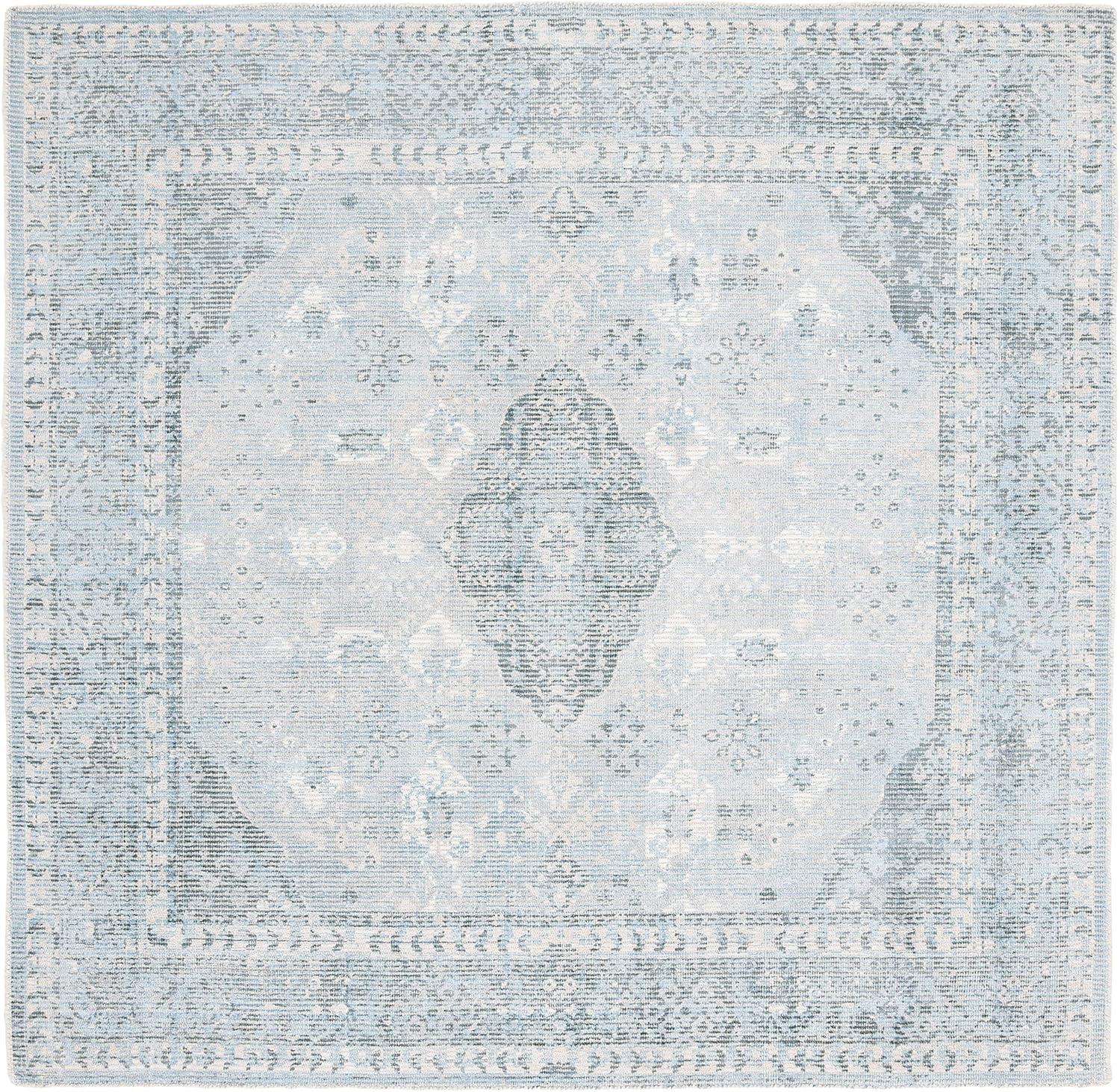 Restoration Vintage RVT708 Hand Loomed Indoor Area Rug - 6'x6' - Grey/Light Blue - Safavieh