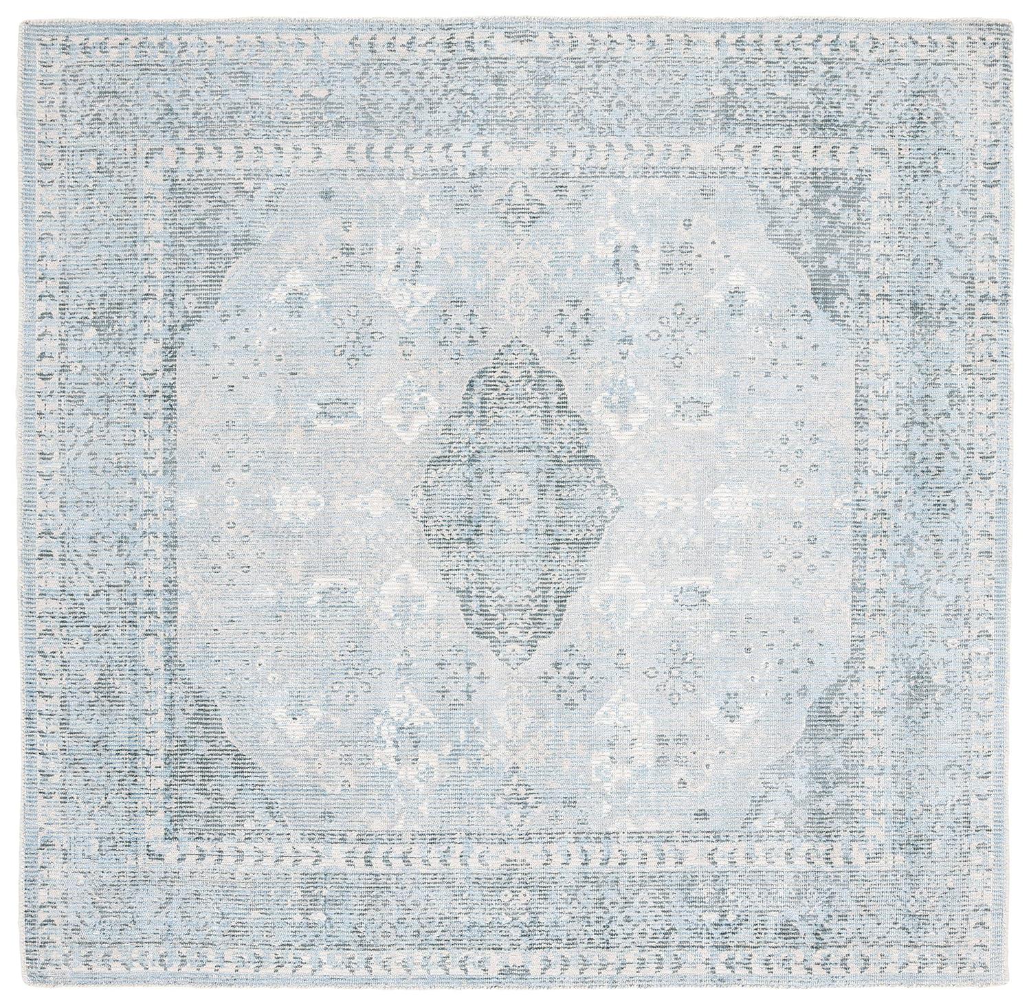 Restoration Vintage RVT708 Hand Loomed Indoor Area Rug - 6'x6' - Grey/Light Blue - Safavieh