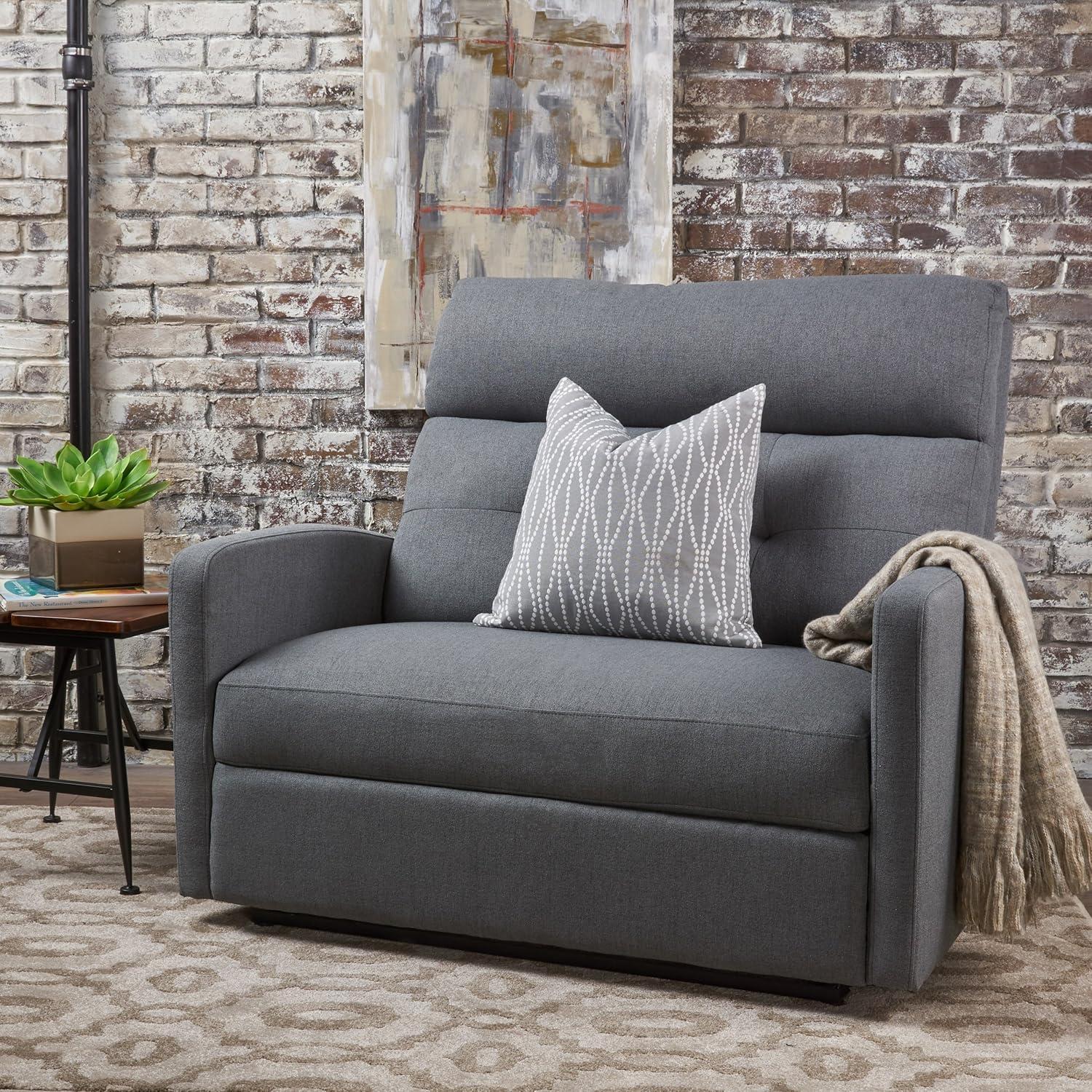 Halima 2-Seater Recliner - Charcoal - Christopher Knight Home: Precision Mechanism, Polyester Upholstery