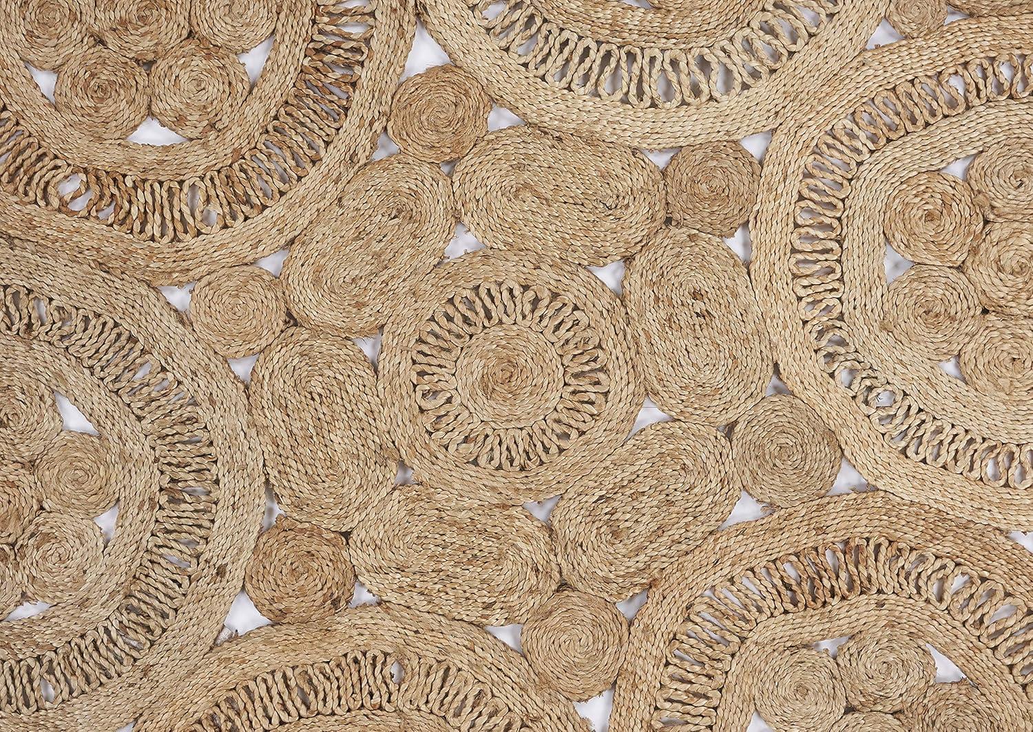 Desert Fields Natural Contemporary Braided Organic Jute Indoor Round Area Rug