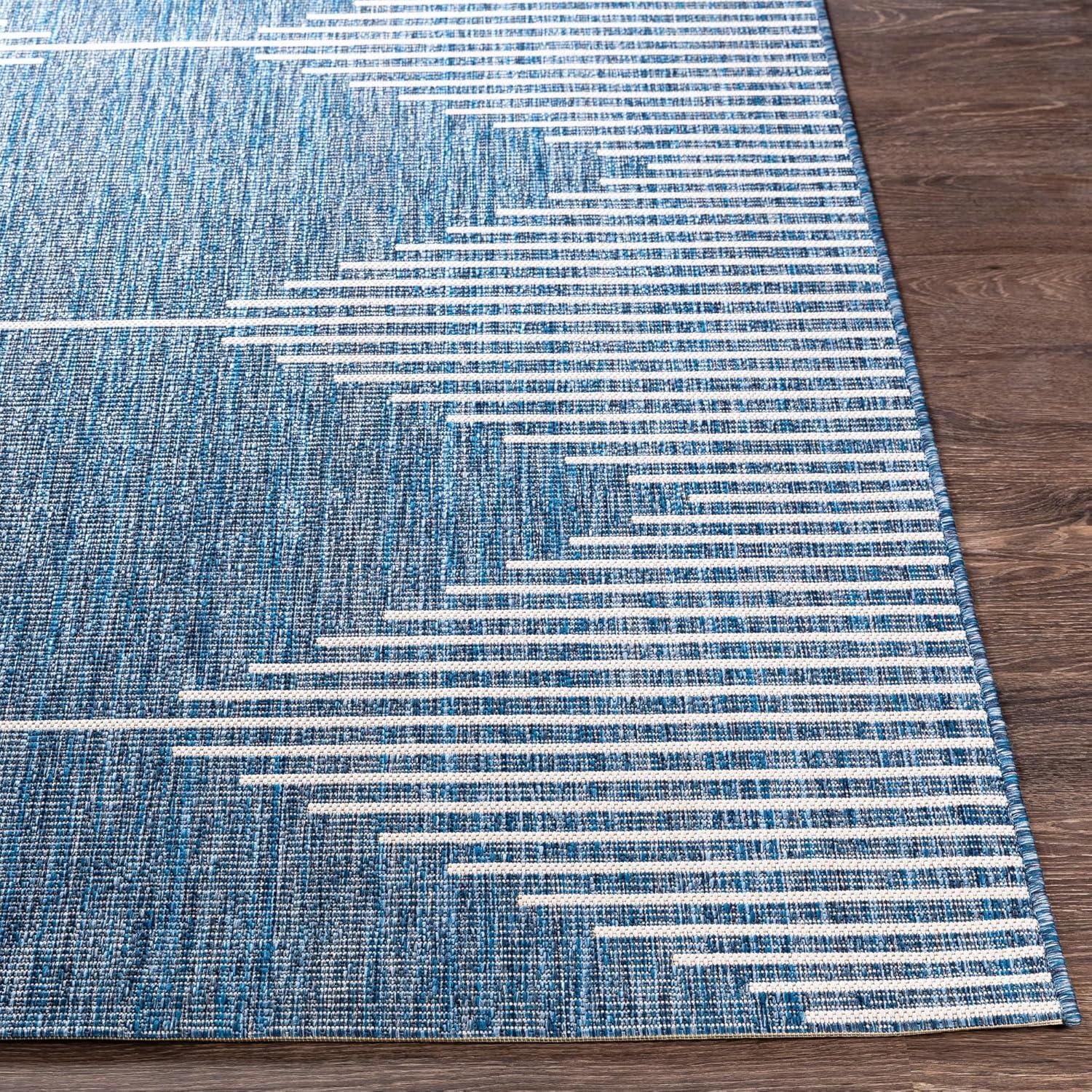 Blue Geometric Easy Care Rectangular Kids Rug