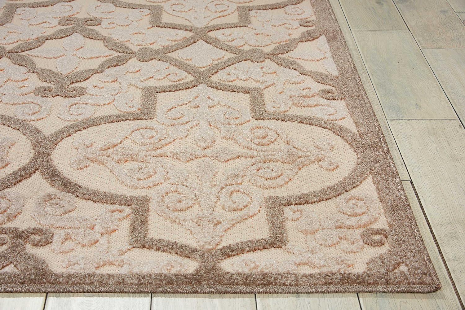 Nourison Aloha Moroccan Trellis Flatweave High-Low Indoor Outdoor Area Rug Cream 5'3" x 7'5"