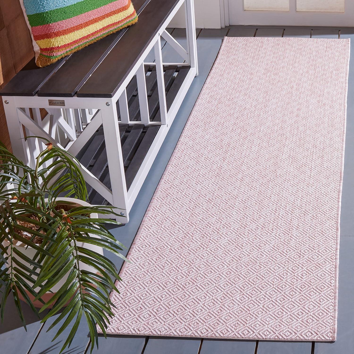 Courtyard CY8520 Power Loomed Indoor and Outdoor Runner Rug - Soft Pink/- - 2'3"x8' - Safavieh