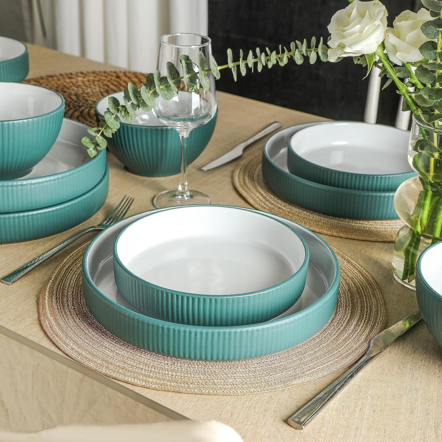 Christian Siriano Christian Siriano Larosso 24-Piece Dinnerware Set with Dinner Bowls and Pasta Bowls, Stoneware