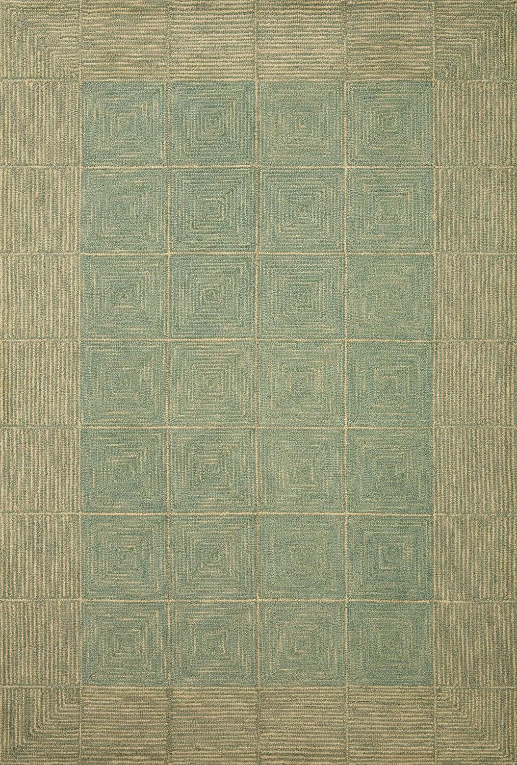 Handmade Tufted Green Diamond Wool Area Rug 7'9" x 9'9"