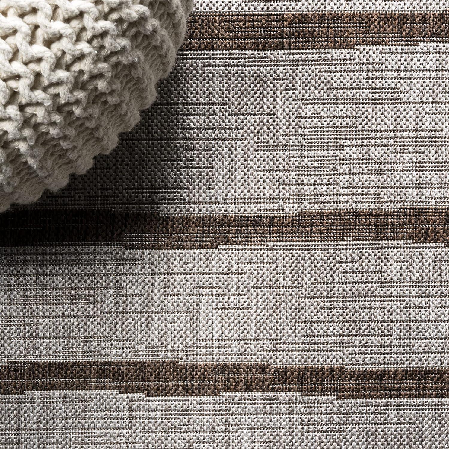 3'x5' Colonia Berber Stripe Indoor/Outdoor Area Rug, Beige/Brown - JONATHAN Y