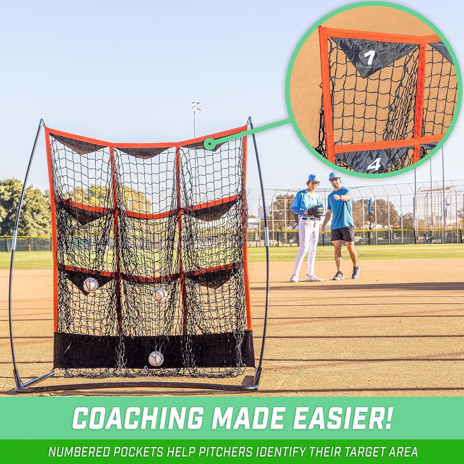 GoSports 9 Pocket Baseball and Softball Pitching Strike Zone Target Net