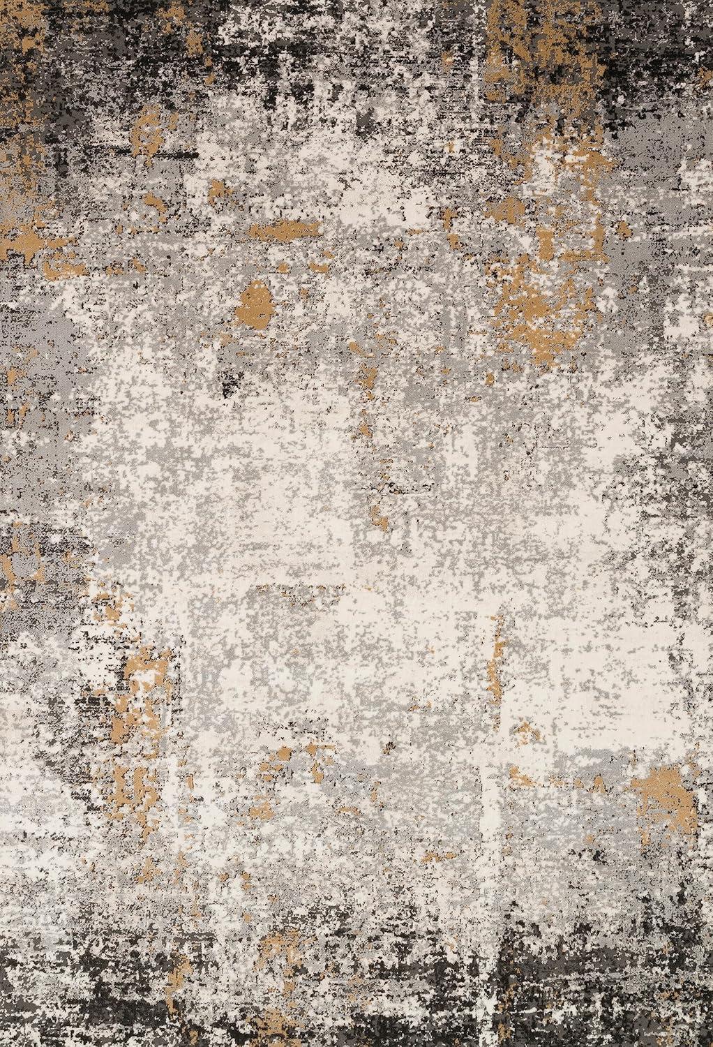 Elysian Abstract Granite & Gold Synthetic 9'9" x 13'6" Area Rug