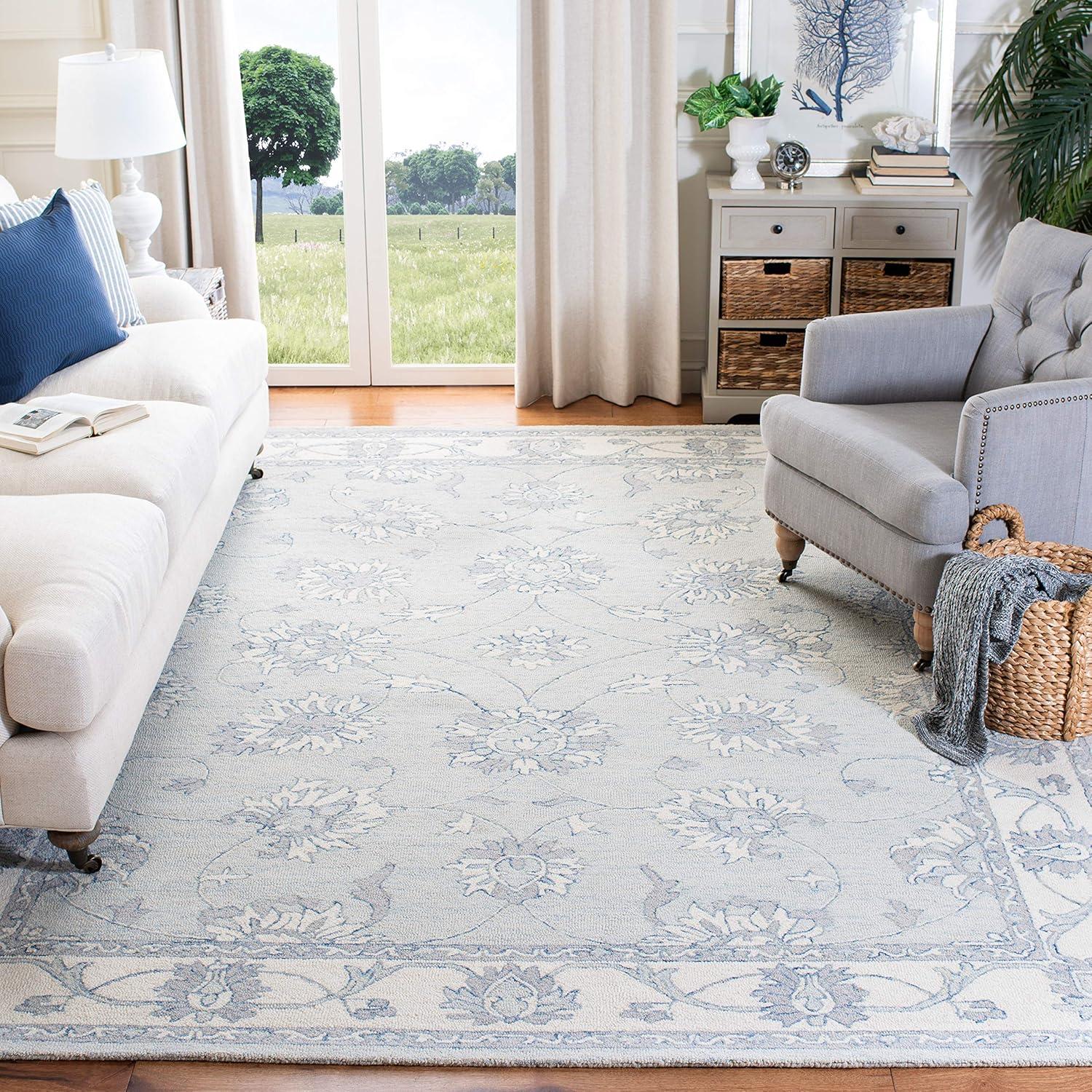 Micro-Loop MLP536 Hand Tufted Indoor Area Rug - Blue/Ivory - 9'x12' - Safavieh