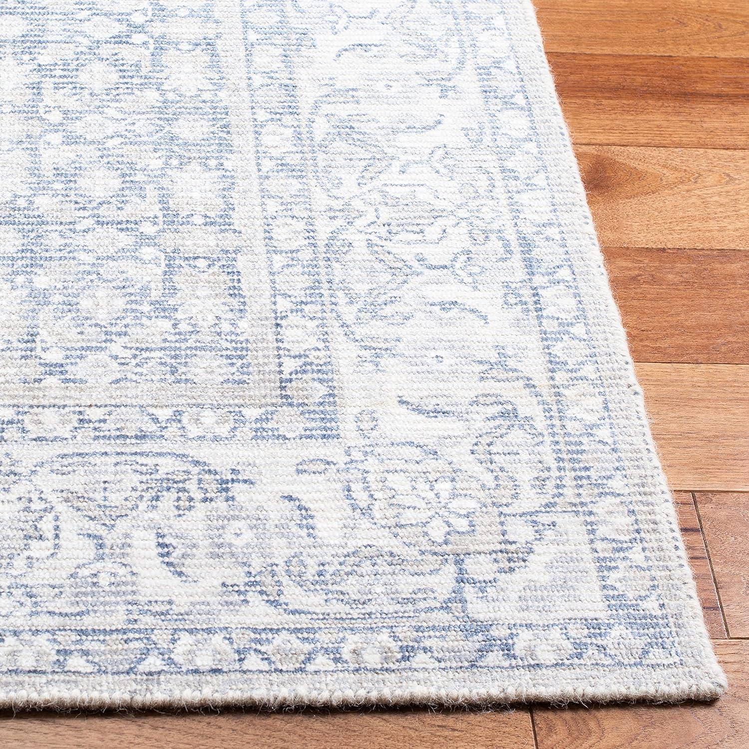 Handmade Blue Wool and Viscose Tufted Rectangular Rug, 3' x 5'