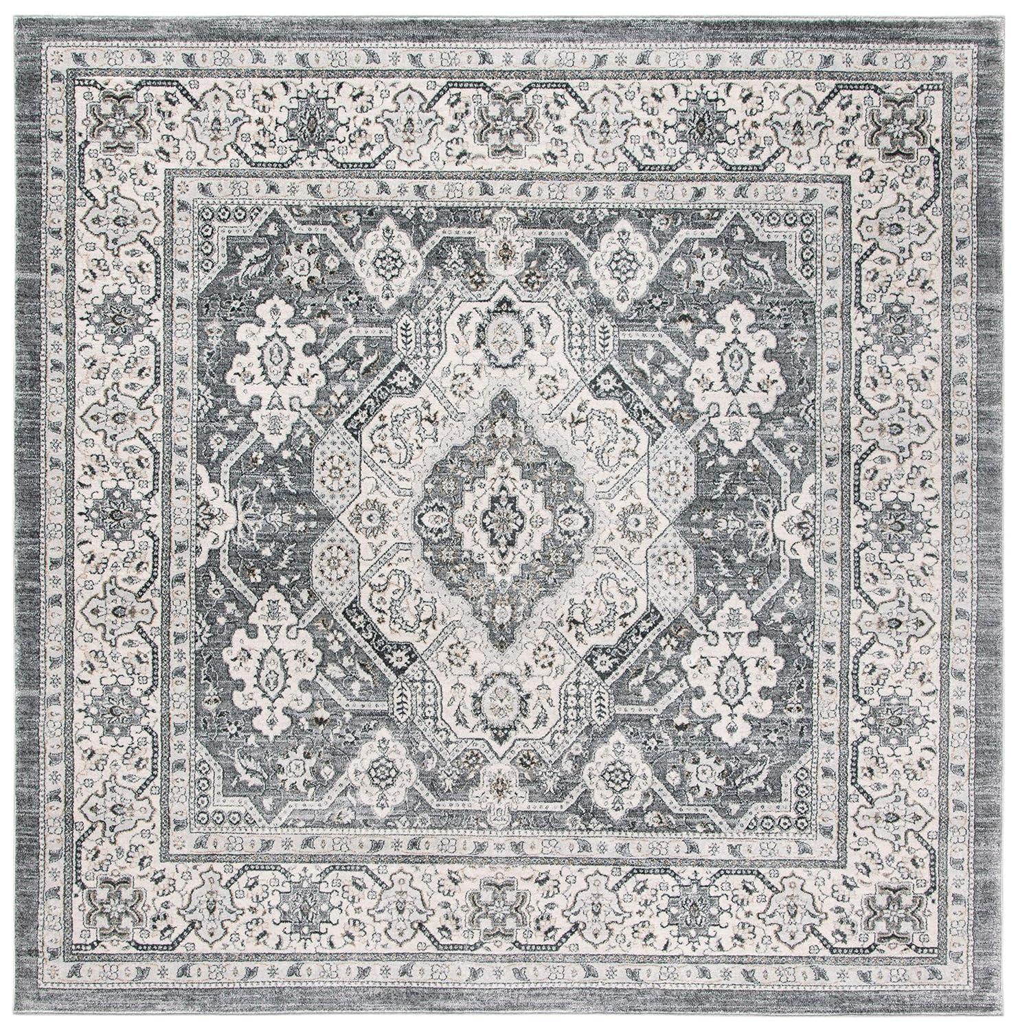 Isabella ISA916 Power Loomed Area Rug - Grey/Cream - 6'7"x6'7" - Safavieh.