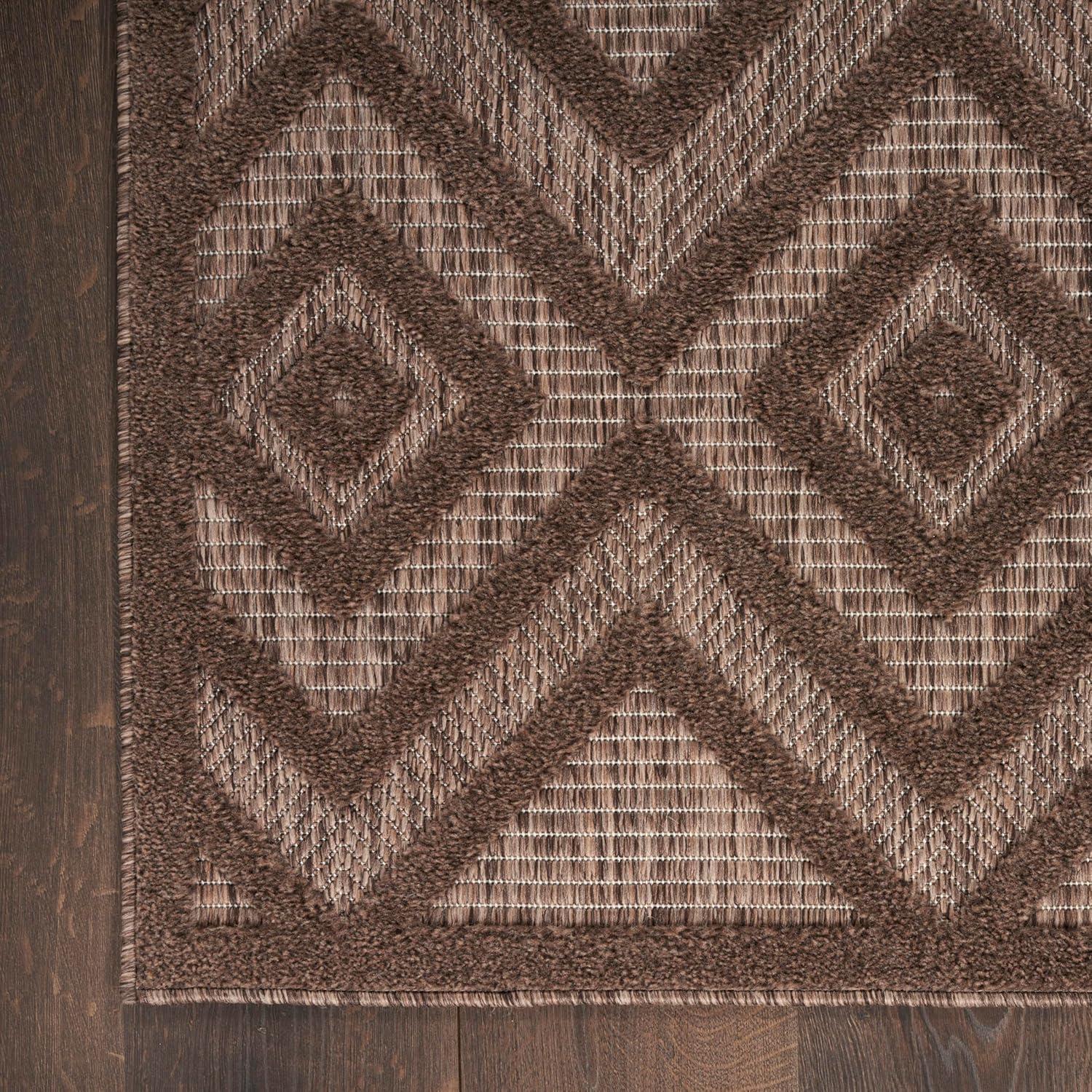 Nourison Versatile Diamond Geometric Flatweave Indoor Outdoor Area Rug Brown 9' x 12'
