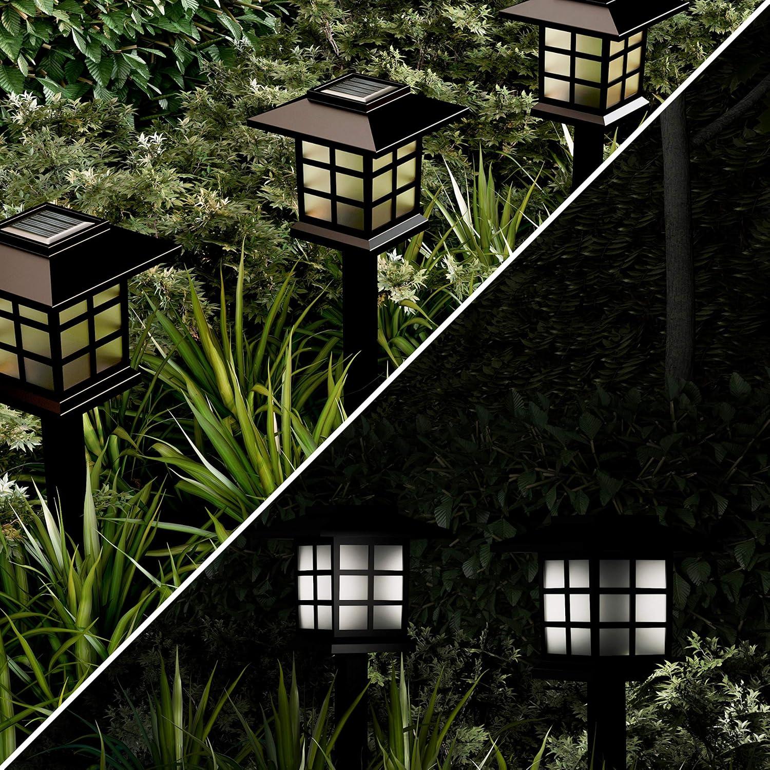 Black Solar LED Pathway Coach Lights Set of 6