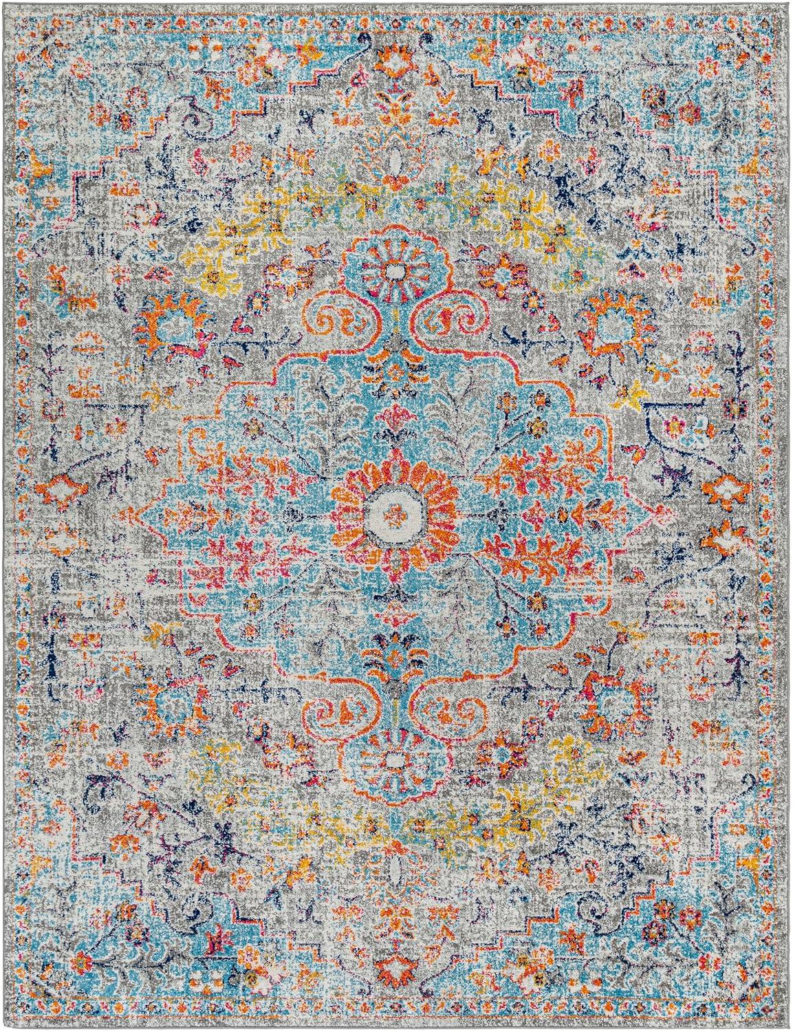Livabliss Harput Vintage Medallion Area Rug,7'10" x 10'2",Aqua