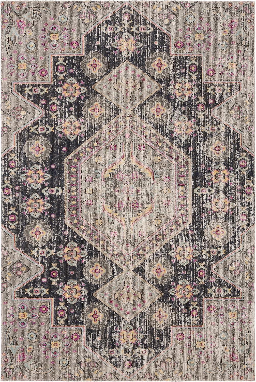 Montage MTG365 Power Loomed Indoor/Outdoor Area Rug - Black/Multi - 5'1"x7'6" - Safavieh