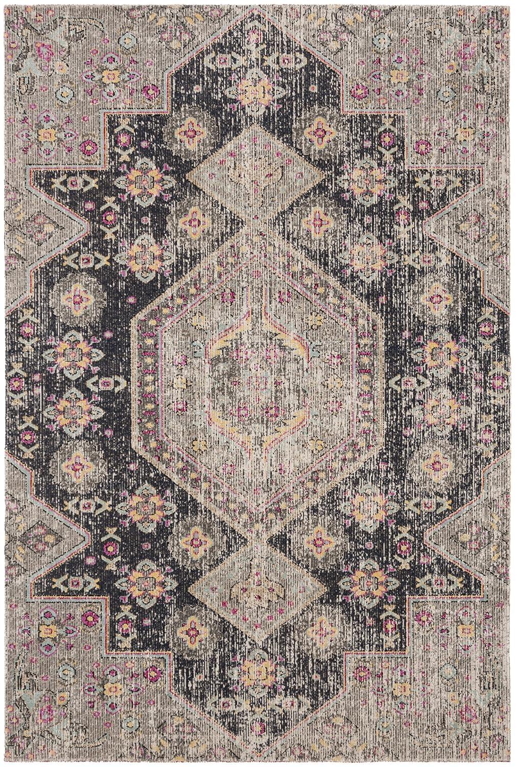 Montage MTG365 Power Loomed Indoor/Outdoor Area Rug - Black/Multi - 5'1"x7'6" - Safavieh