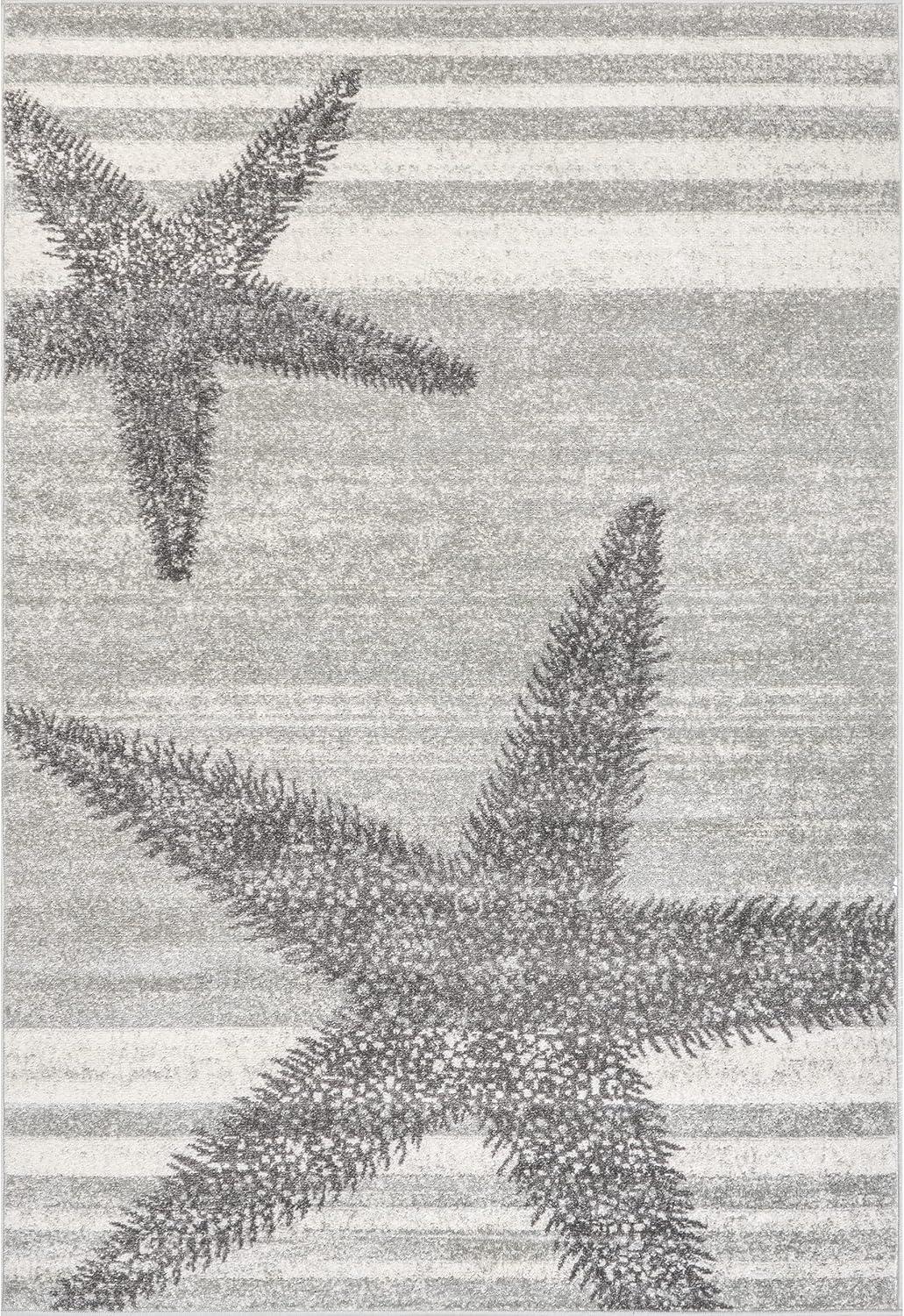 Nuloom Starfish Animal Print 4x6 Indoor Area Rug for Living Room Bedroom Dining Room Kitchen, Grey/Blue