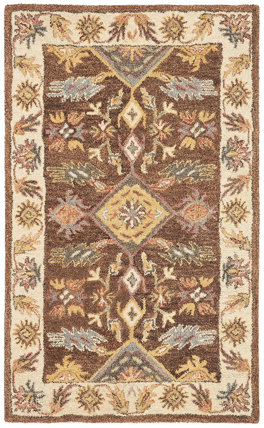 Antiquity AT502 Hand Tufted Area Rug - Dark Brown/Ivory - 3'x5' - Safavieh.