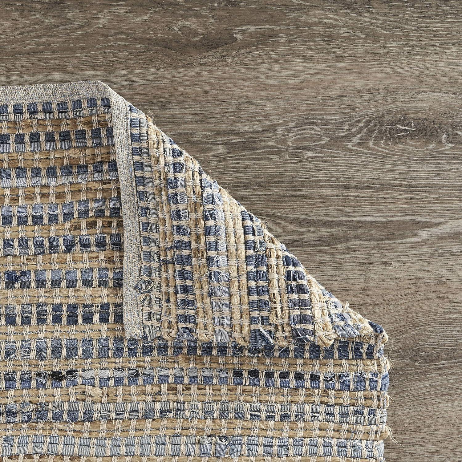 LR Home Vogue Hand Woven Area Rug, Denim Blue / Cream, 5 ft. x 7 ft.