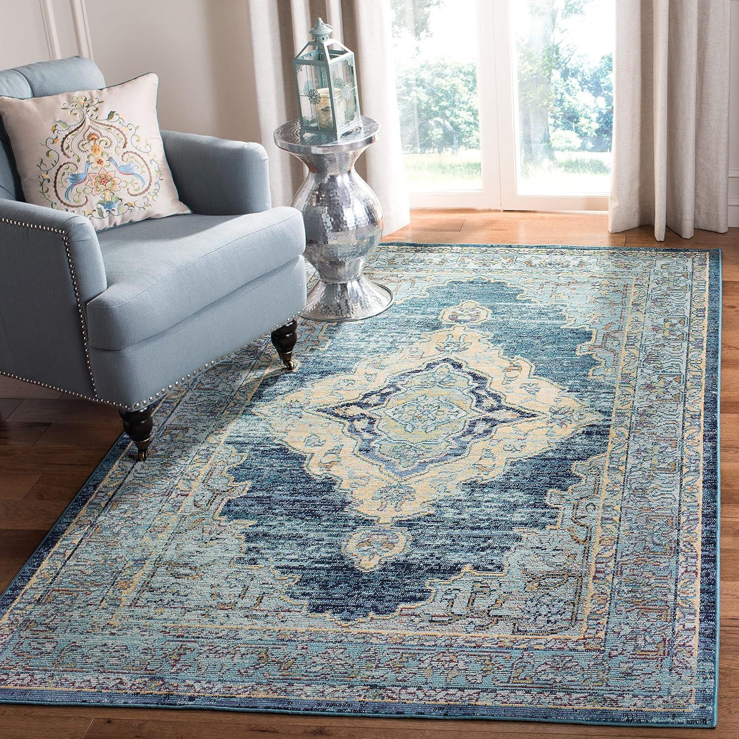 Crystal CRS500 Power Loomed Accent Rug - Blue/Yellow - 3'x5' - Safavieh.