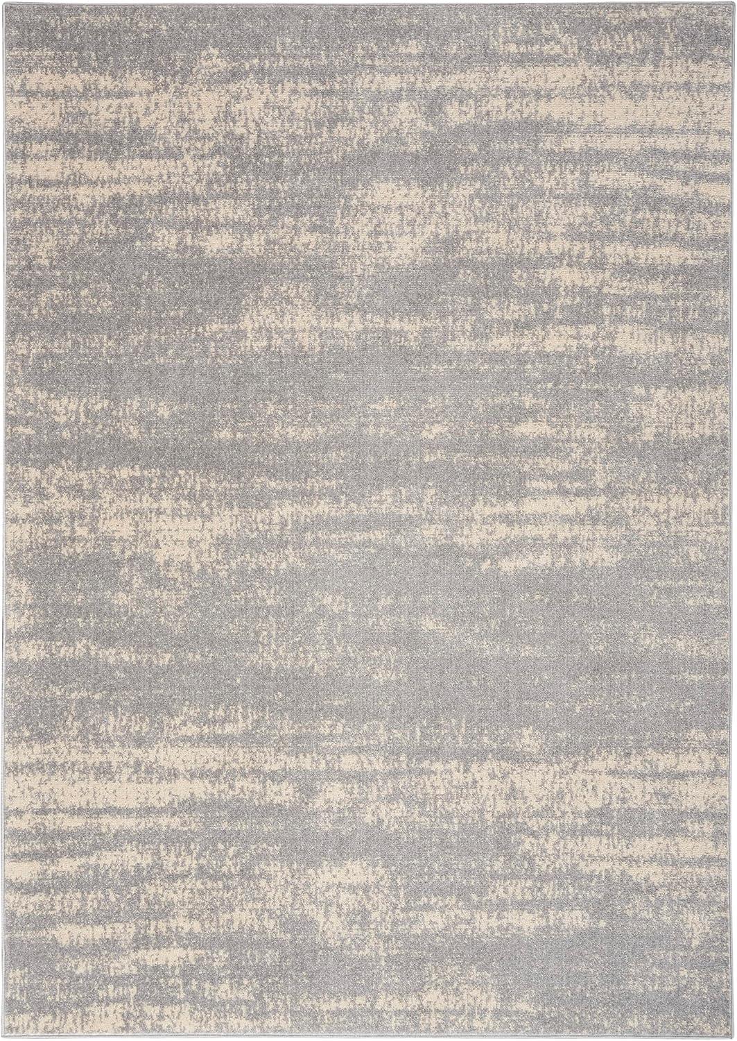 Nourison Essentials Abstract Low Pile Indoor Outdoor Area Rug 5' x 7' Grey/Beige