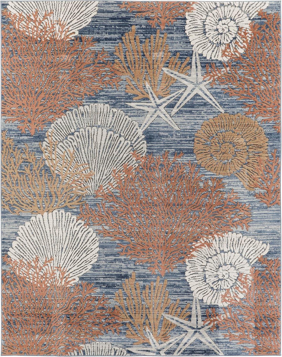 Nourison 7'10" x 9'10" Pompeii Nautical Indoor Area Rug Blue Multicolor