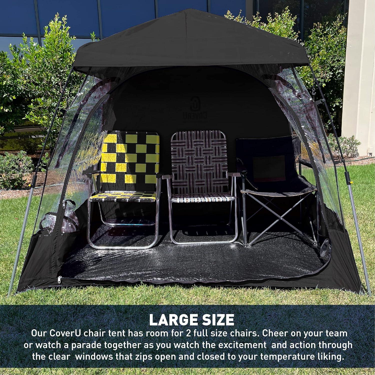 EasyGo Products CoverU Sports Shelter – 2 Person Weather Tent Pod (BLACK) – Patents Pending