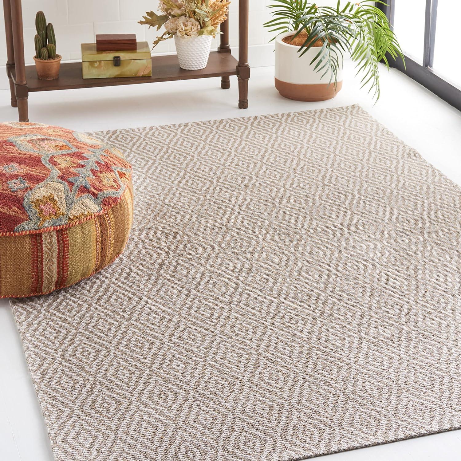Martha Stewart Rugs Martha Stewart Cotton Geometric Rug in Taupe