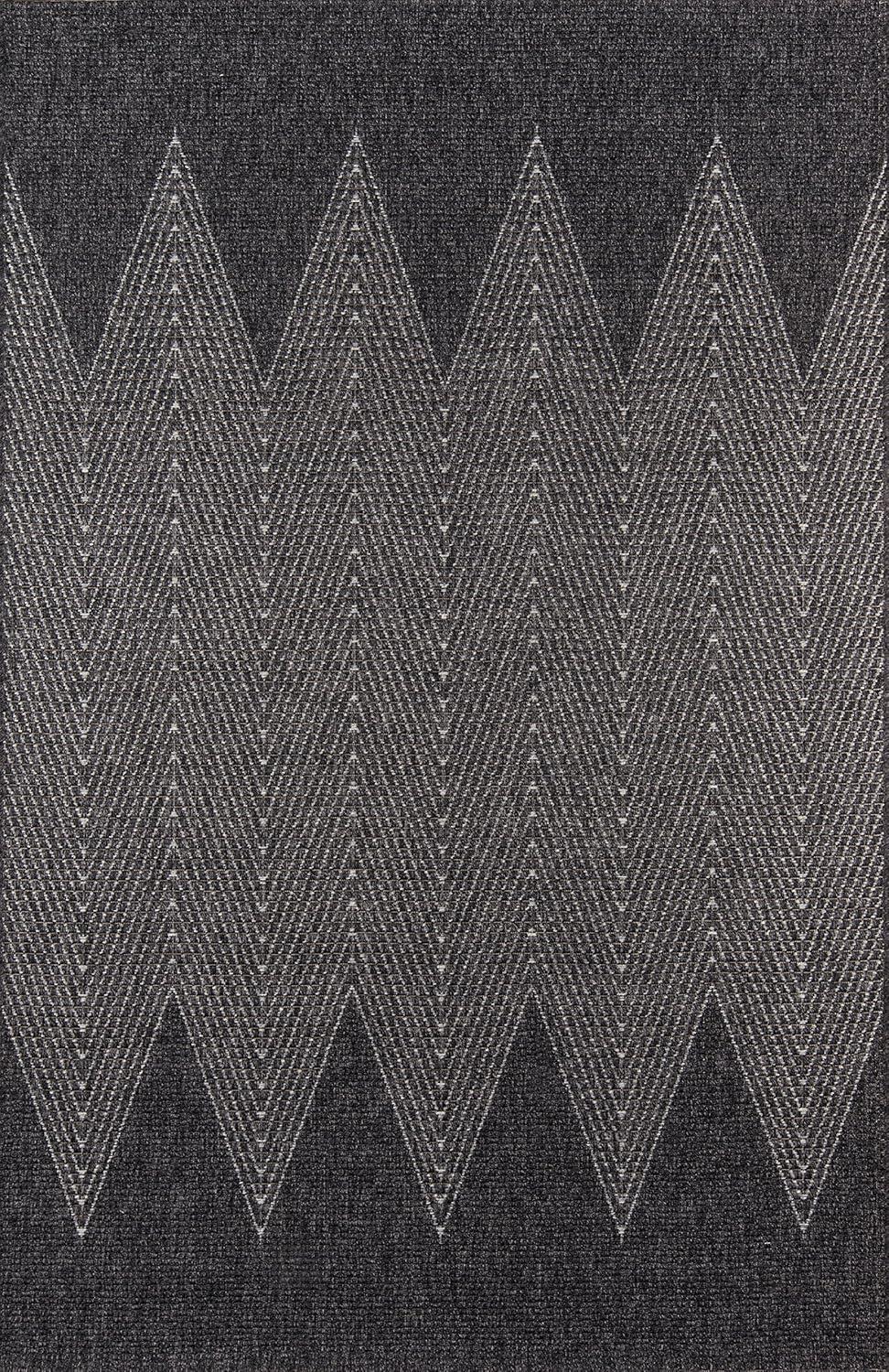 2'x3' Zig Zag Loomed Accent Rug Charcoal - Momeni: Contemporary Indoor/Outdoor Low Pile Area Rug, Machine Made