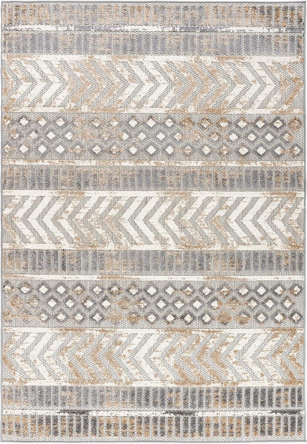 World Rug Gallery Distressed Geometric Indoor/Outdoor Area Rug