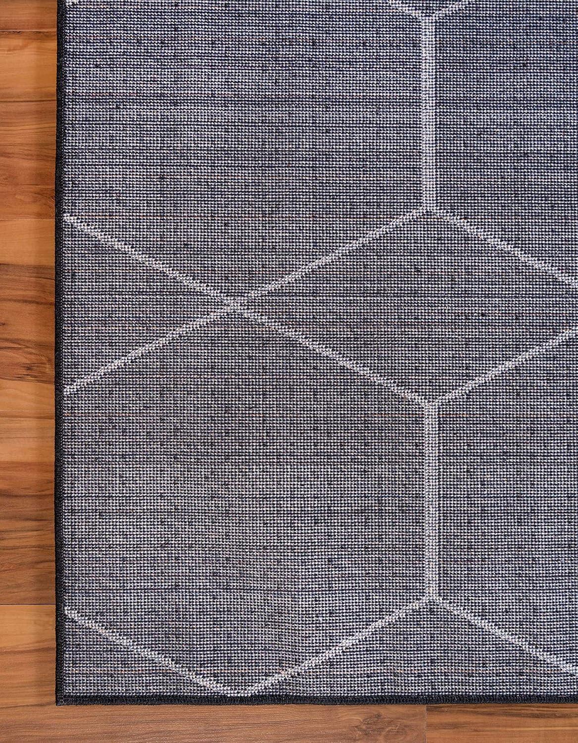 Unique Loom 7' 0 x 10' 0 Trellis Frieze Geometric Black Area Rug
