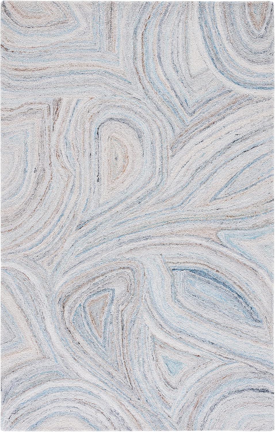 Harmonious Hues Blue Abstract Wool Blend 4' x 6' Area Rug