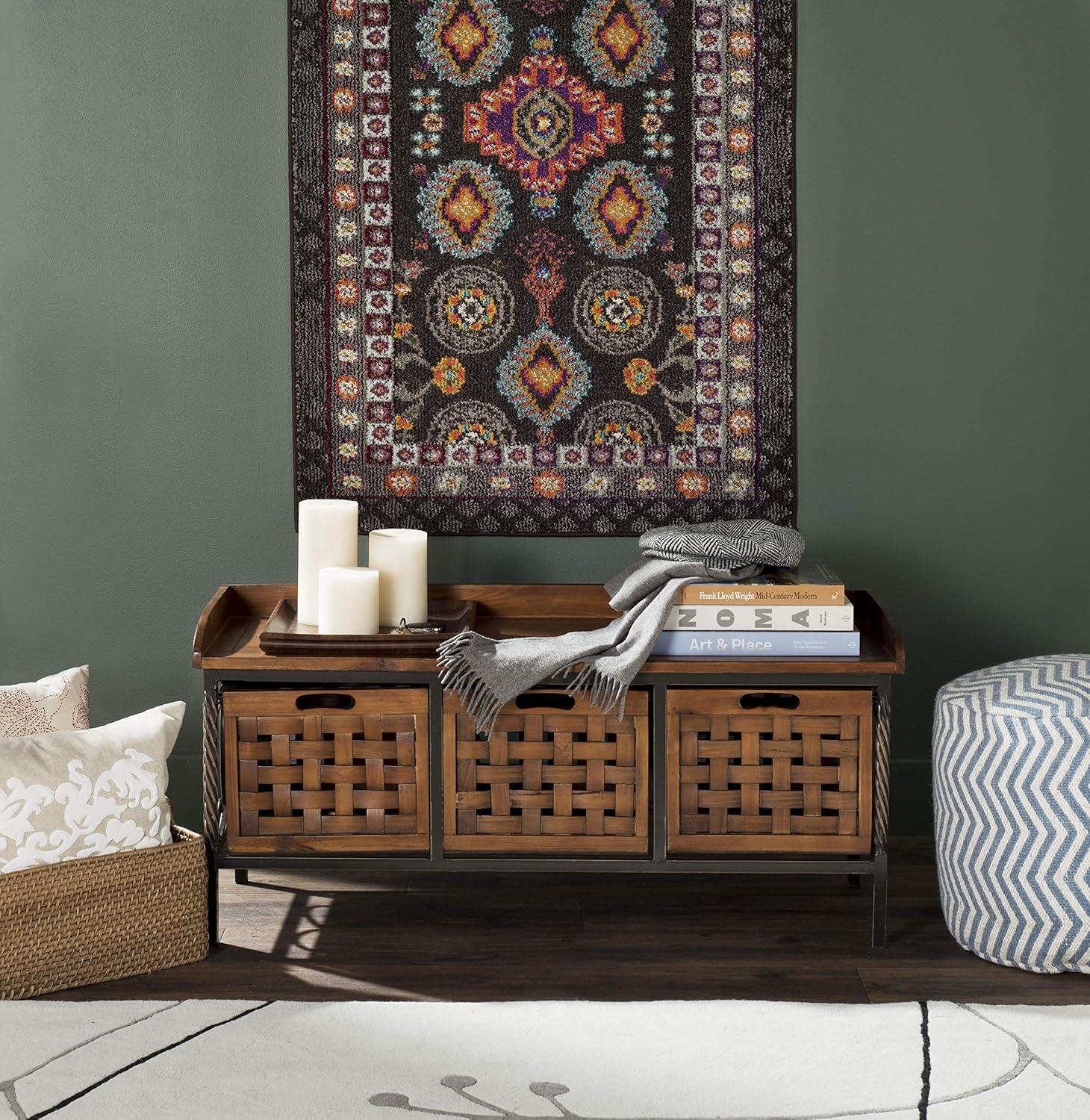 Isaac Wooden Storage Bench - AMH6530 - Oak - Safavieh Couture