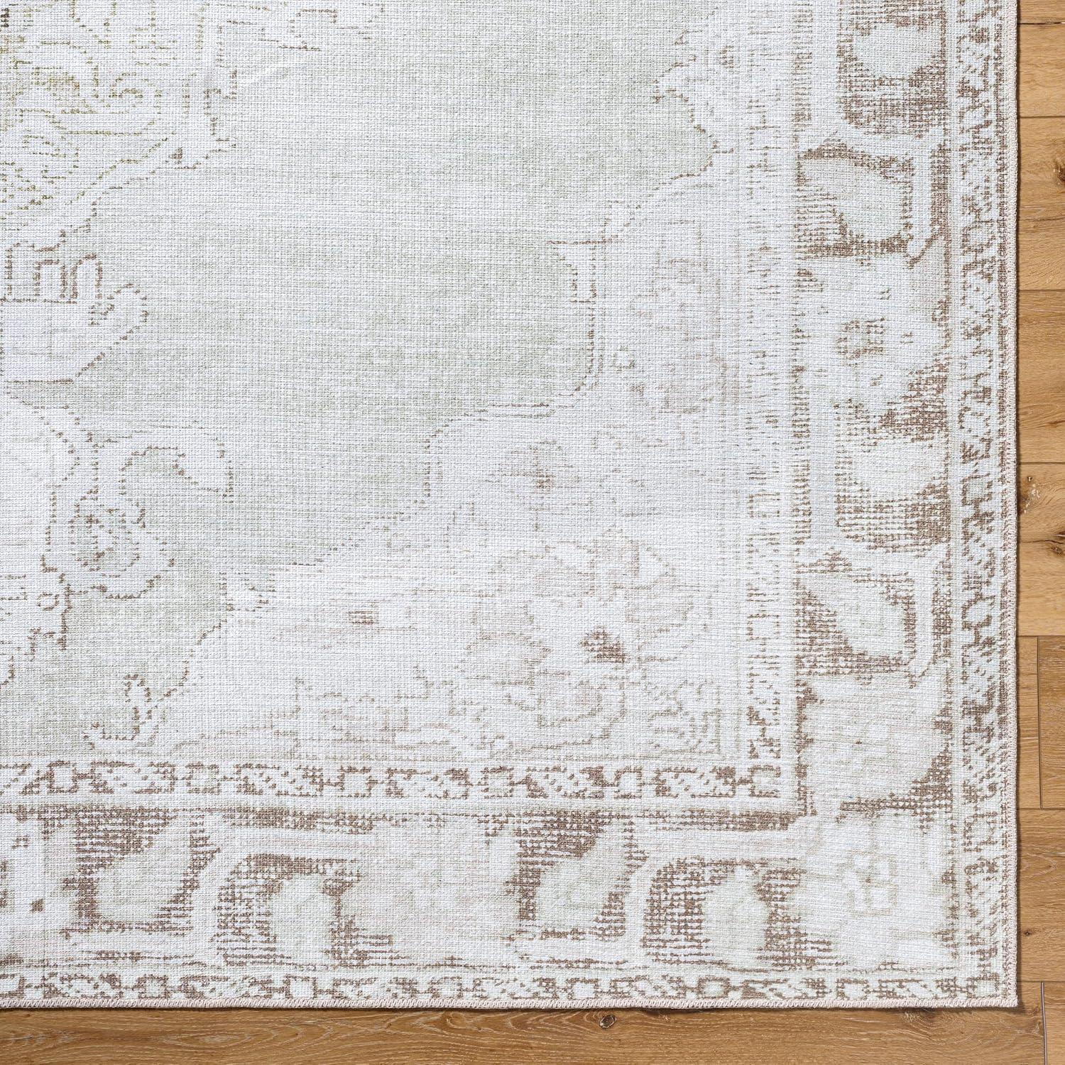 Our PNW Home x Livabliss Our PNW Home x Livabliss Machine Washable Oriental Boho Cream Light Brown Area Rug