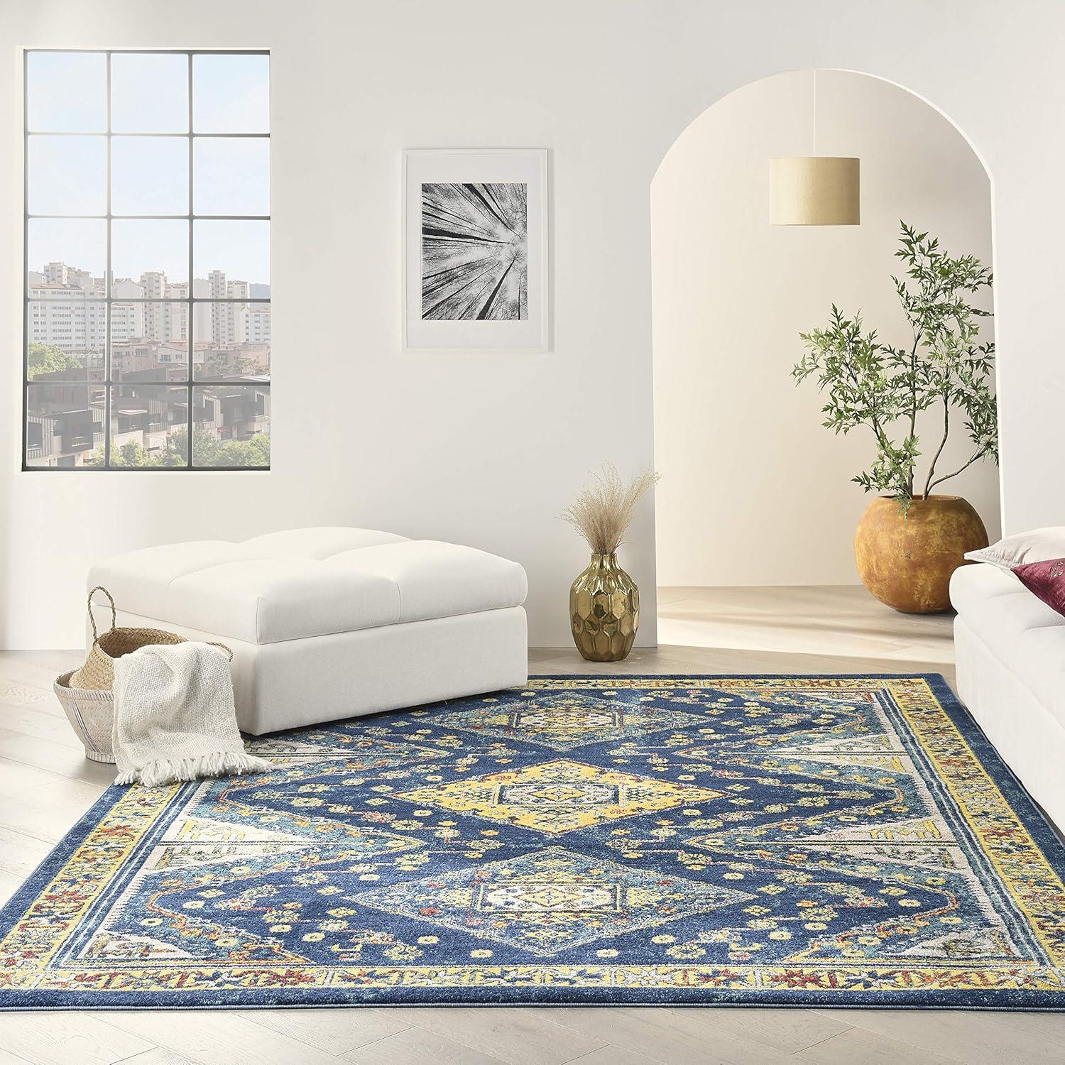 Allur Bohemian Navy Multicolor 8'x10' Synthetic Area Rug