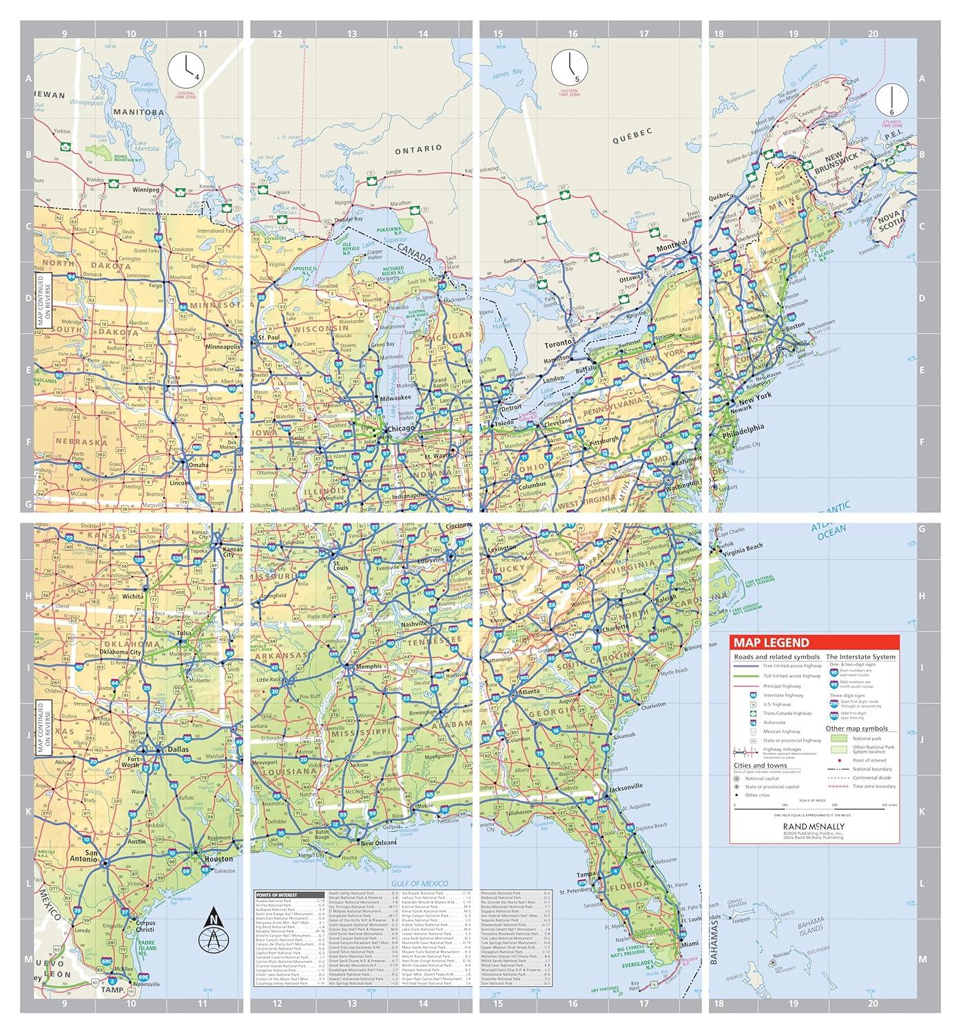 United States Laminated Foldable Map with Quick-Reference Legend