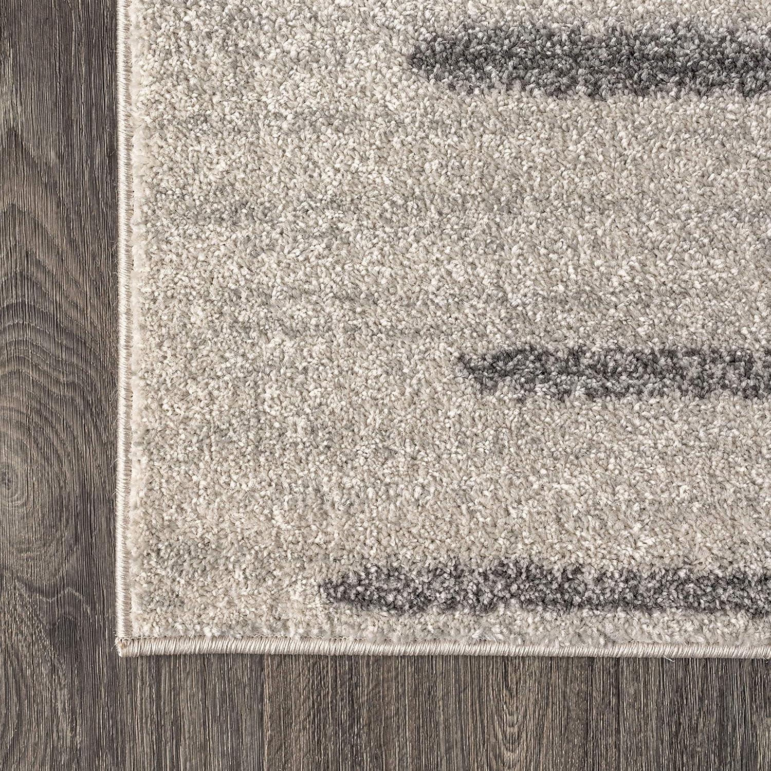 5'x8' Aya Berber Stripe Geometric Area Rug, Cream/Gray - JONATHAN Y